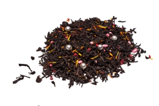 Té Bombón de Navidad Té negro con chocolate, perlas de azúcar, frambuesa, flor de cártamo