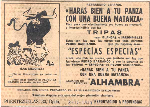 Anuncio de la época. 1941. "Especias especias"