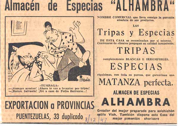 Anuncio de la época. 1941. - Siempre acostado! ¡ Ahora te vas a levantar por tripas - Bueno Salvadora, Iré a cada de Pedro Barranco!